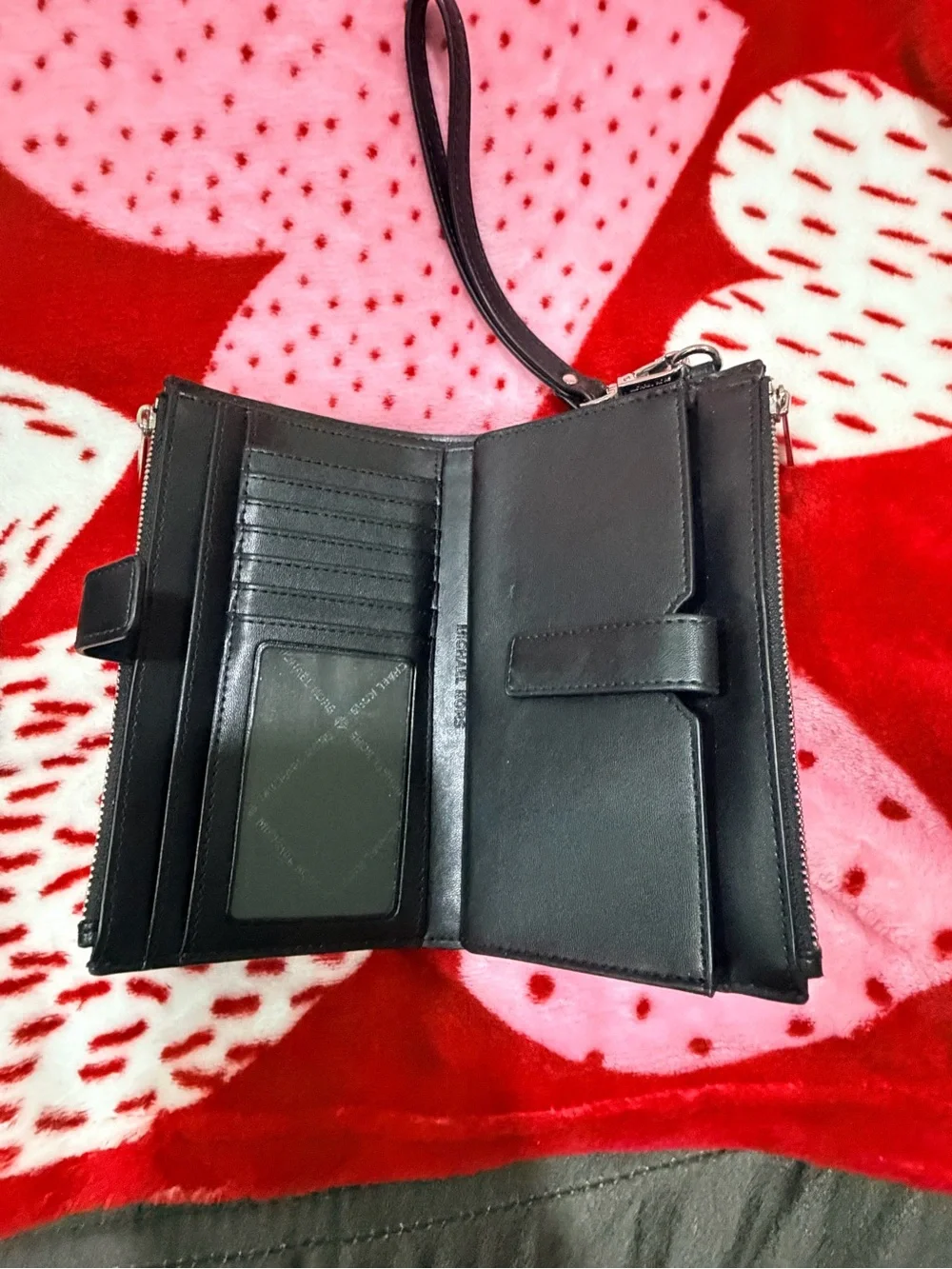 Michael Kors Black and Gray MK Signature Tote with Wristlet and Wallet Set